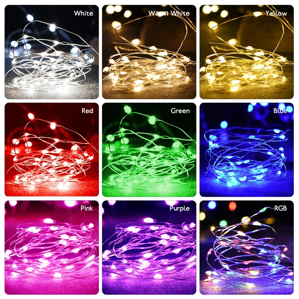 10M 5M 3M 2M fil de cuivre LED guirlande de guirlandes alimenté par batterie fée LED guirlandes lumineuses pour vacances noël décor de fête de mariage