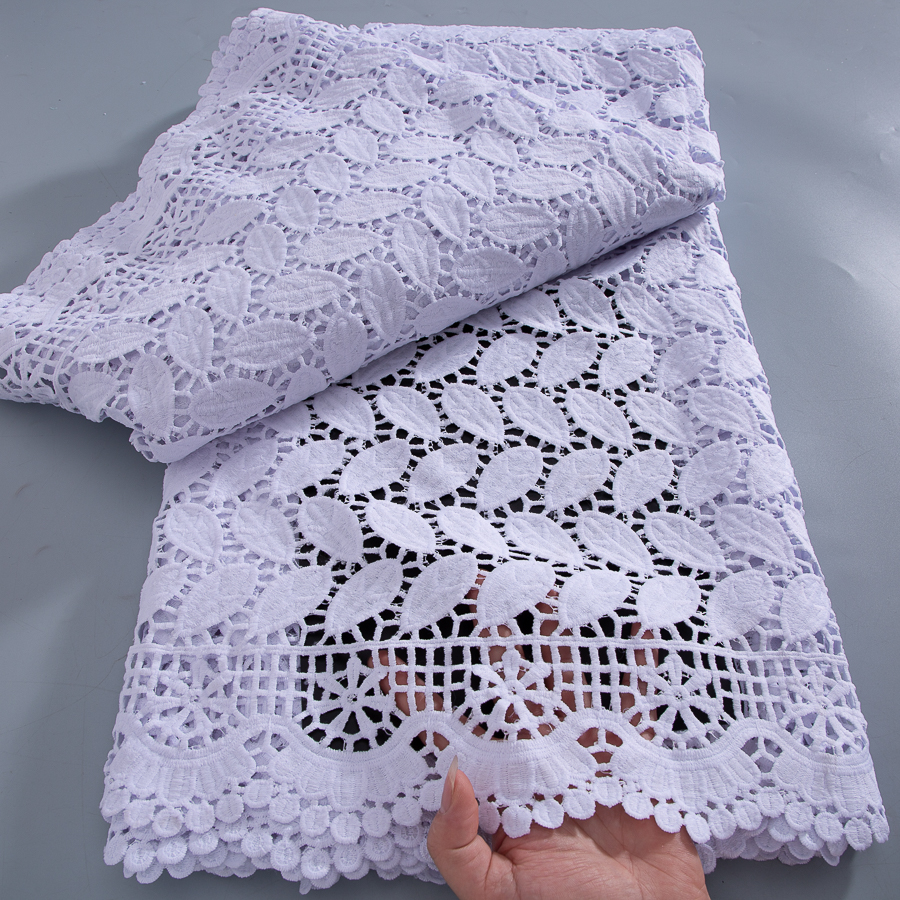 African Lace Fabric Water Soluble White Cord Guipure Lace Fabric 2025 High Quality 5Yard Nigerian Party Dress for Women A4358