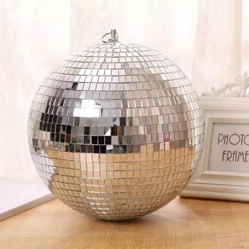 Bola de espelhos de 15cm para palco, luz refletiva giratória, bola de vidro prateada brilhante, decoração para casamento, festa, árvore de Natal e casa