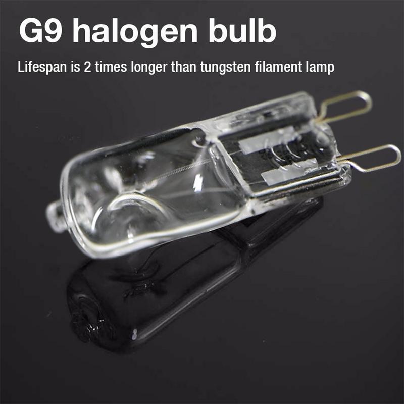 Bombilla halógena para microondas G9, 40W, lámparas de iluminación para horno, vidrio transparente, cada iluminación interior, bombilla halógena de 2600K, cuentas insertadas