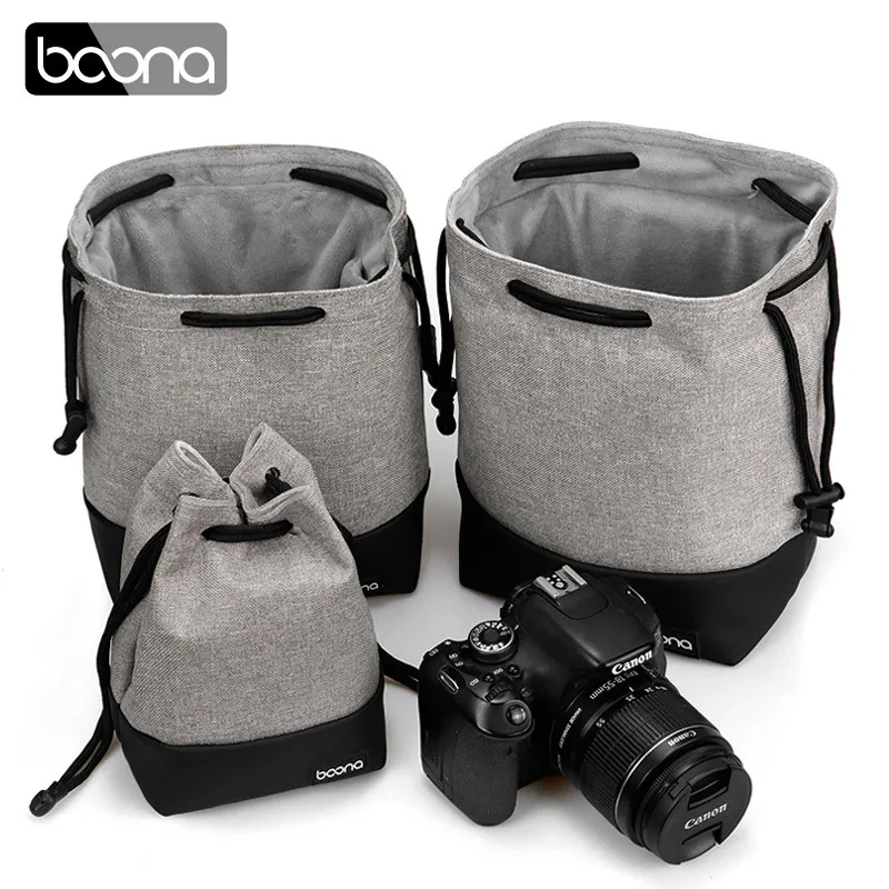 BOONA Kamera Objektiv Tasche Tasche Fall für Canon Objektiv Nikon Sony Olympus Fuji DSLR Fotografie Zubehör Universal Kordelzug