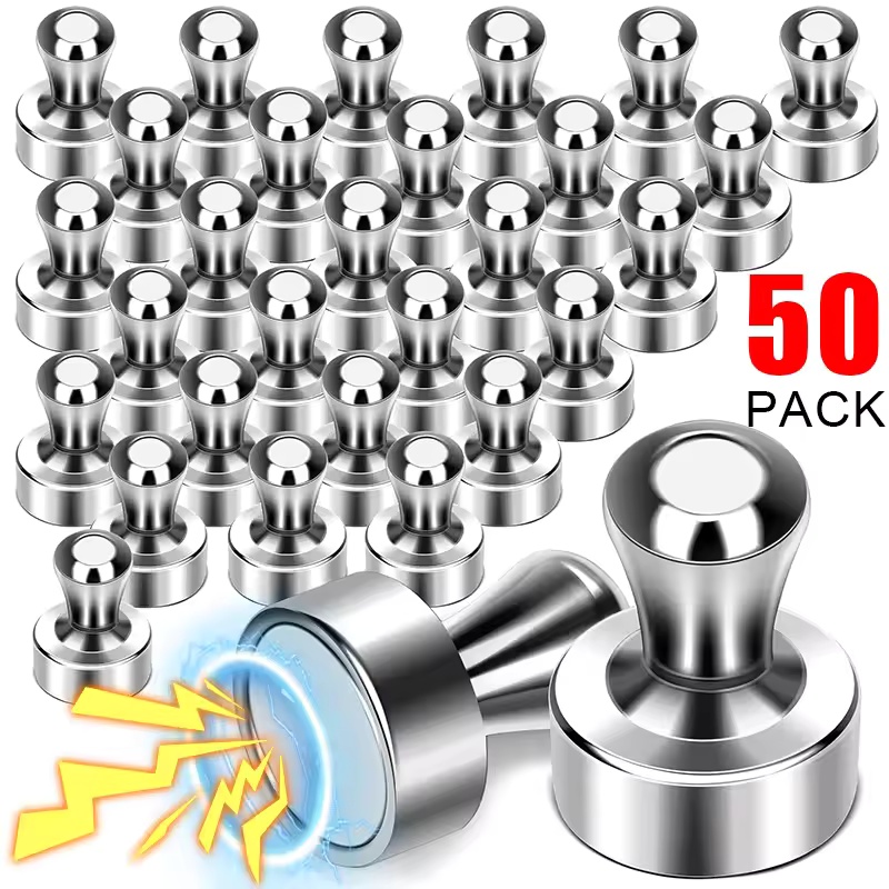 50/1 pièces punaises magnétiques en néodyme aimant fort ventouse punaise pour réfrigérateur tableau blanc cuisine bureau aimants crochet