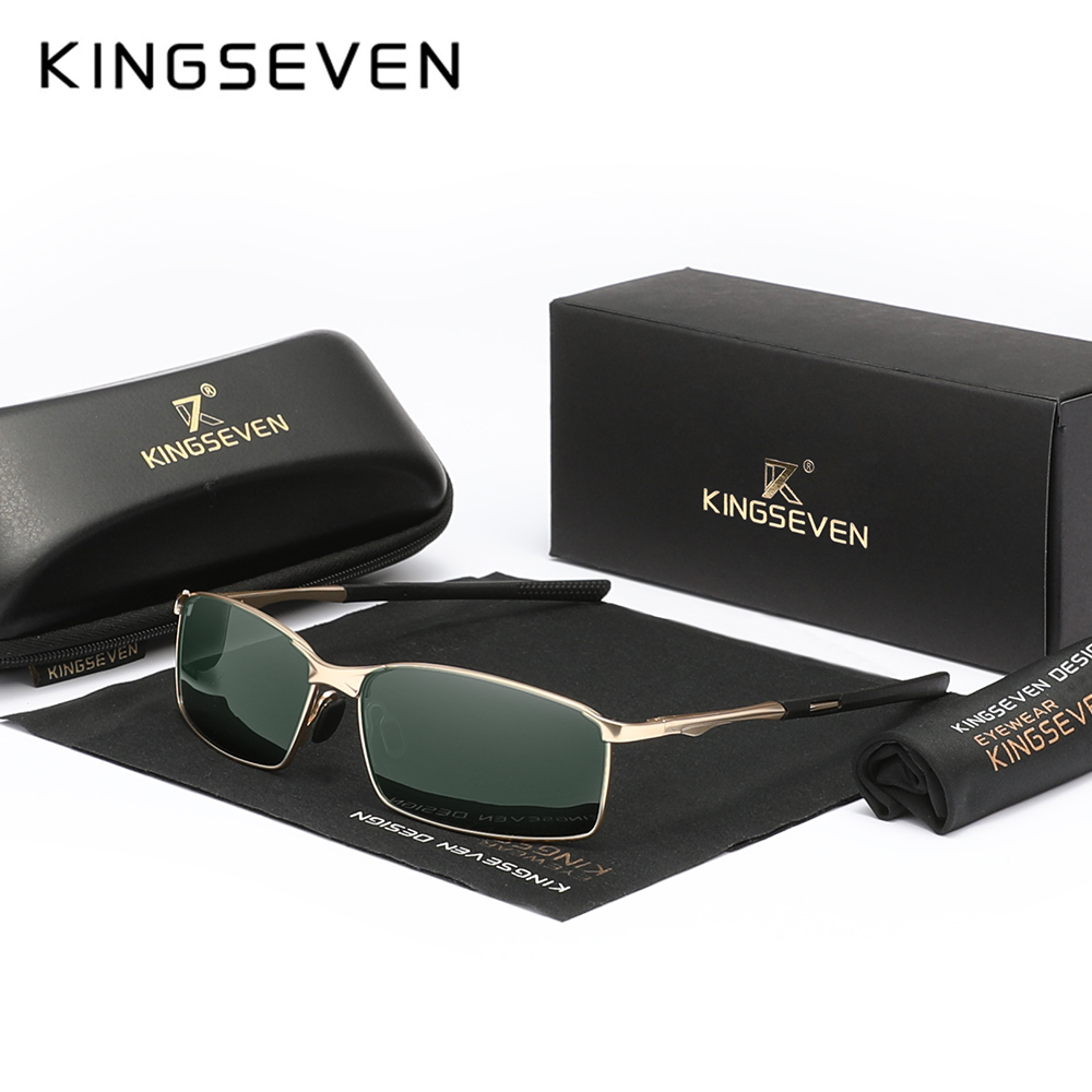 KINGSEVEN modne okulary przeciwsłoneczne ze stopu metali męskie UV400 spolaryzowane prostokątne okulary rowerowe Outdoor przyczynowe luksusowe okulary letnie