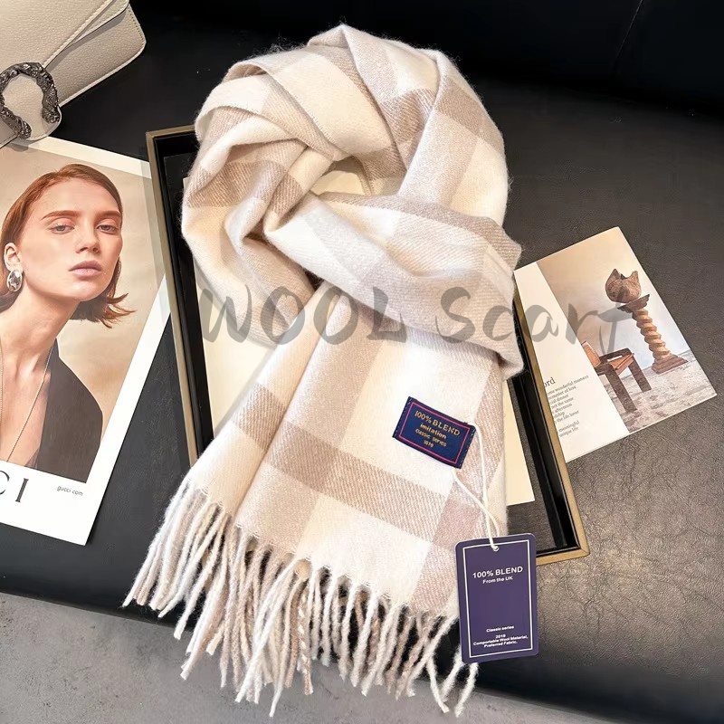 2025 Nueva Bufanda de lana para mujer, manta de invierno de Cachemira de lujo, envolturas informales con estampado a cuadros, Pashmina, Bufanda, Poncho de viaje, estolas Echarpe