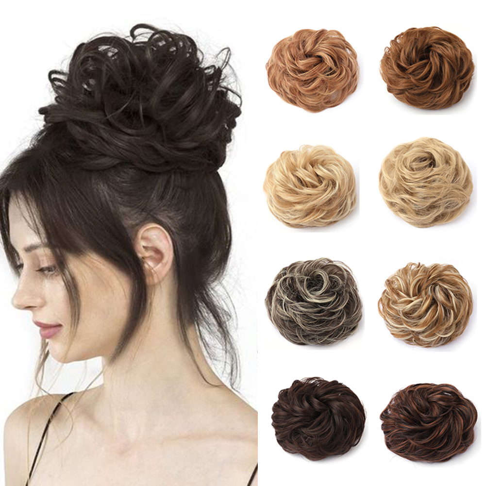 Moño grande desordenado, pieza de cabello ondulado y rizado, moño sintético, extensiones de cabello de cola de caballo, moño falso, postizos Updo para mujer