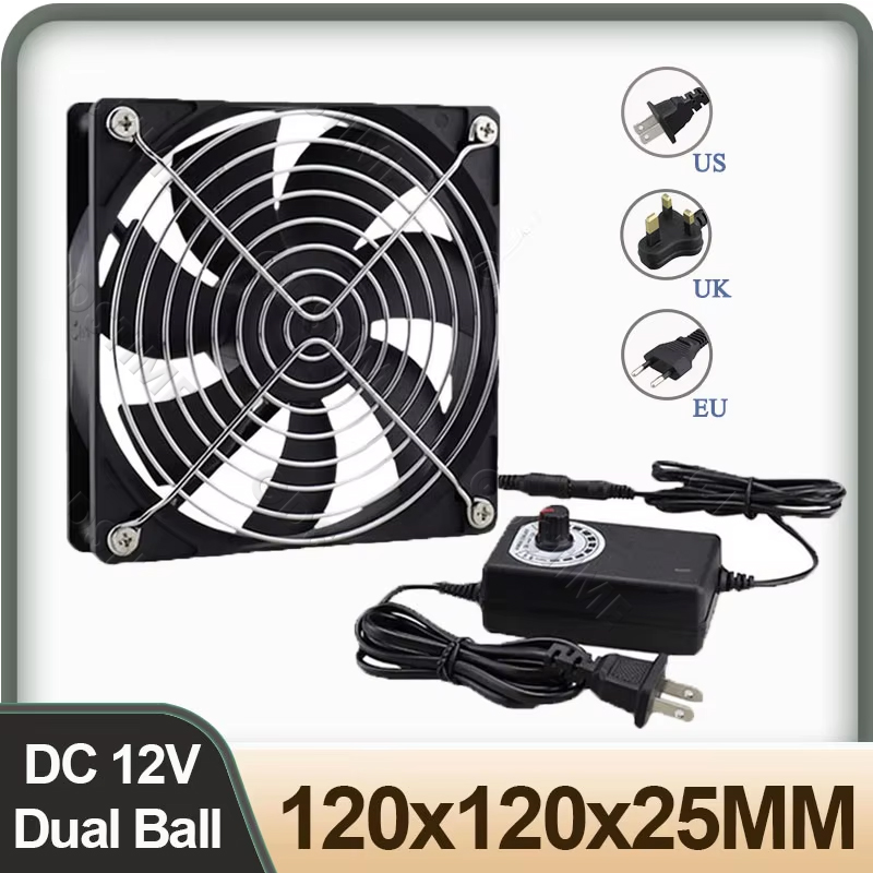 Gdstime Kipas Angin Bertenaga AC 120Mm X 25Mm 110V 220V dengan Pengendali Kecepatan 3V Hingga 12V untuk Penerima Pendingin Komponen Xbox DVR Playstation