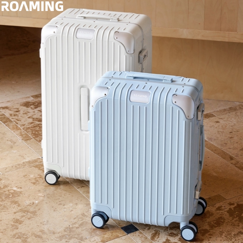 Mala de Luxo ROAMING em Material PC com Estrutura de Liga de Alumínio, Fechadura TSA, Bagagem com Rodas, Grande Capacidade 20/24/26/28/30 polegadas