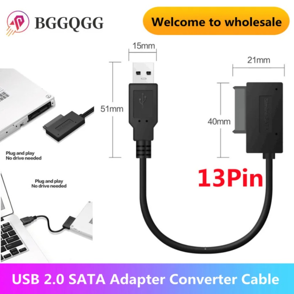 Cable convertidor adaptador SATA USB 2,0 a Mini Sata II 7 + 6 De 13 Pines, estilo estable para portátil, CD/DVD ROM, unidad delgada HDD