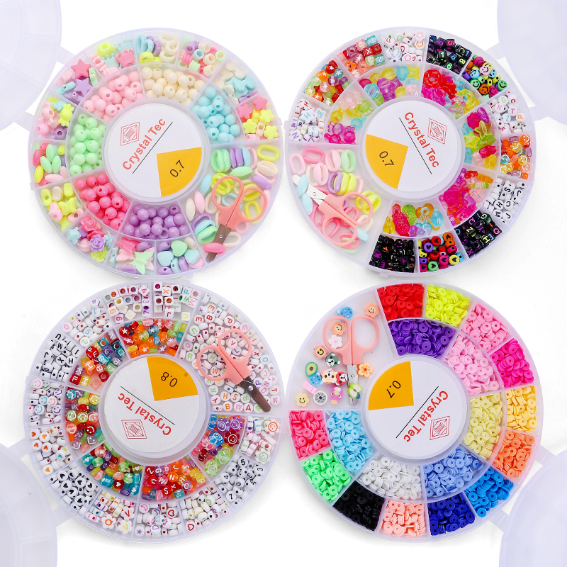 Kit de fabricação de pulseira de contas de argila, letras de alfabeto, faça você mesmo, arte, artesanato, kit de contas com amuletos para fazer jóias, artesanato, presentes, 8 estilos