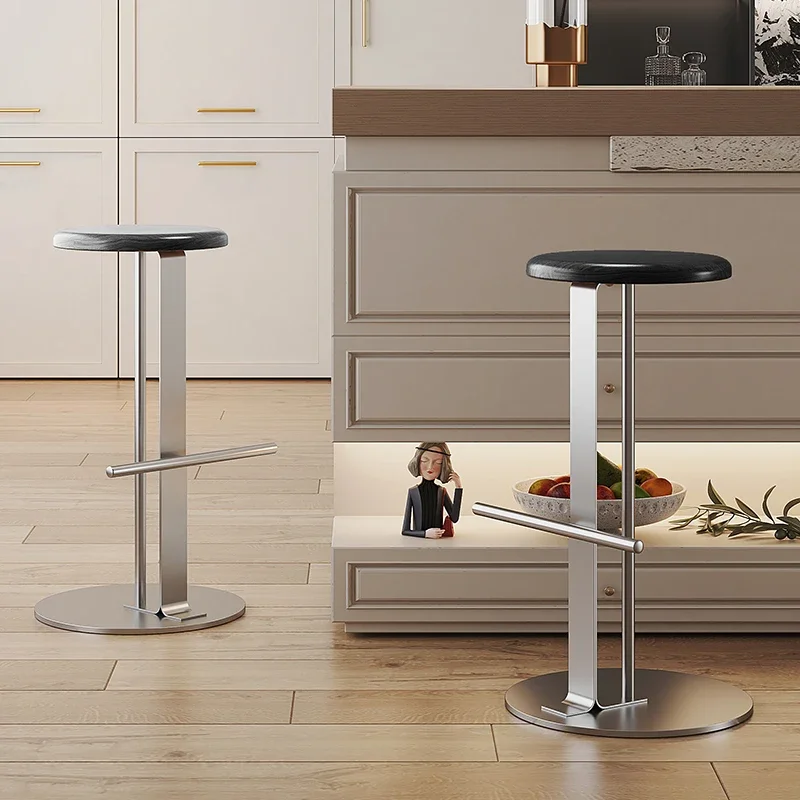Taburete de Bar minimalista japonés, silla alta de madera maciza de diseño, asiento de mostrador ligero de lujo, silla de Bar moderna con tablero de madera