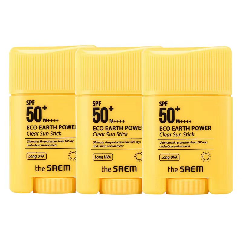 The SAEM Eco Earth Power Clear Sun Stick SPF50+ PA+++ 16g*3pcs Sunscreen Cream Protector Facial Block Isolation Korea Cosmetics