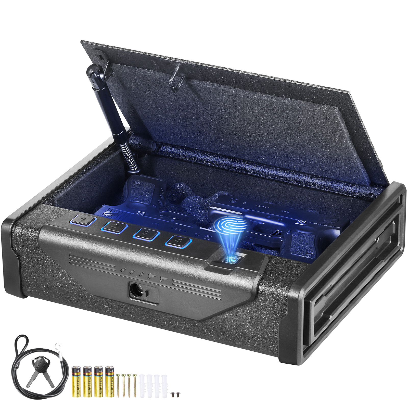 SucceBuy Gun Safe Q235 Stahl-Pistolensafe, 3-Wege-Schnellzugriff, Schusswaffenkoffer, Pistolenkasten, fortschrittliche biometrische Technologie, Reise-Pistolensafe