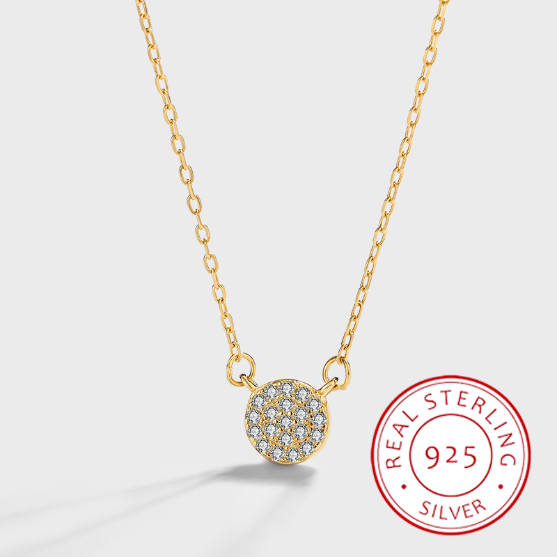 Mode klassiker authentische s925 Silber 14 Karat Gold Voll diamant Kreis Halskette einfache und vielseitige Schlüsselbein kette