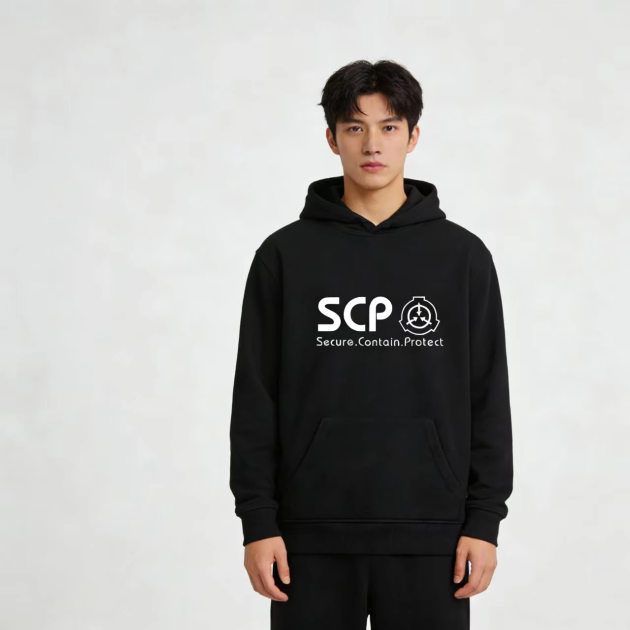 2025 Autumn/Winter New Hoodie Scp Foundation Hoodie Men's and Women's Fashion Casual Hoodie Sweatshirt Black Warm Sweatshirt