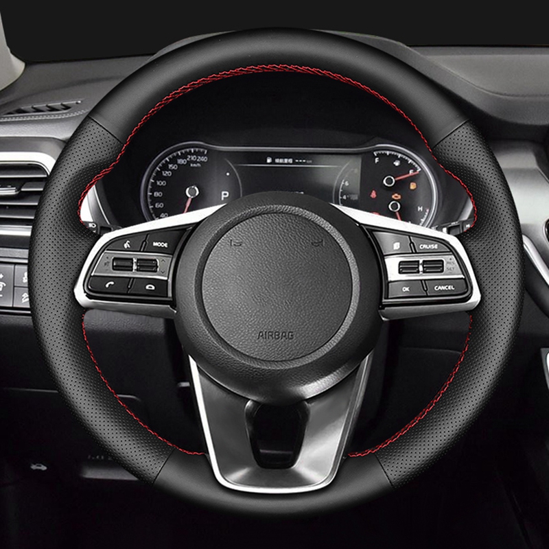 Capa de volante do carro trança de couro artificial preto para kia k5 optima 2018 2019 sportage 3 2019 forte ceed cee'd 2017-2019