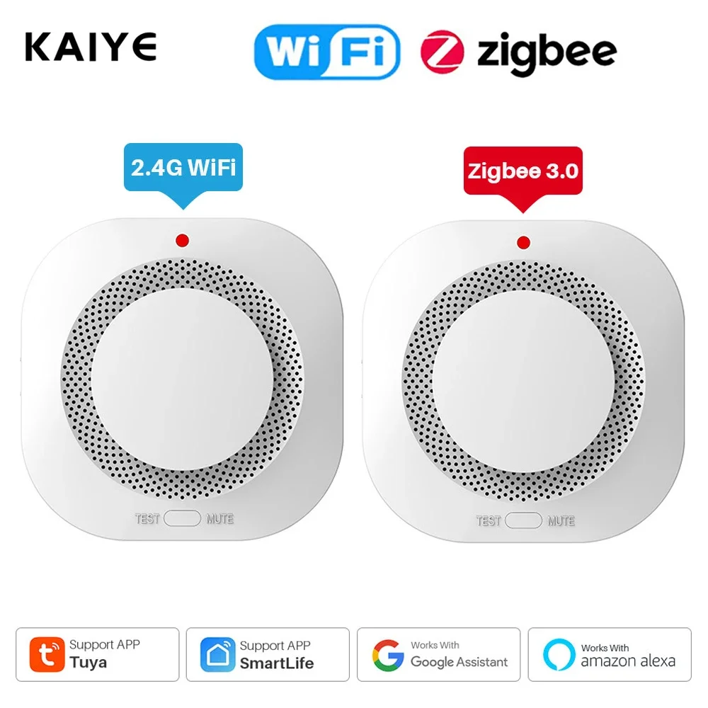Tuya ZigBee Wi-Fi детектор дыма датчик сигнализации умный дом безопасность пожарная защита приложение Smart Life работает с Alexa Google Assistant