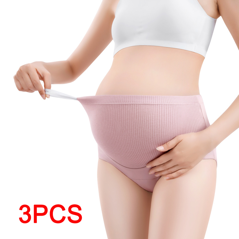 3 ピース/セットハイウエスト親密な服女性のための調節可能なウエストバンド妊娠中のパンティー綿母性パンティー女性の下着