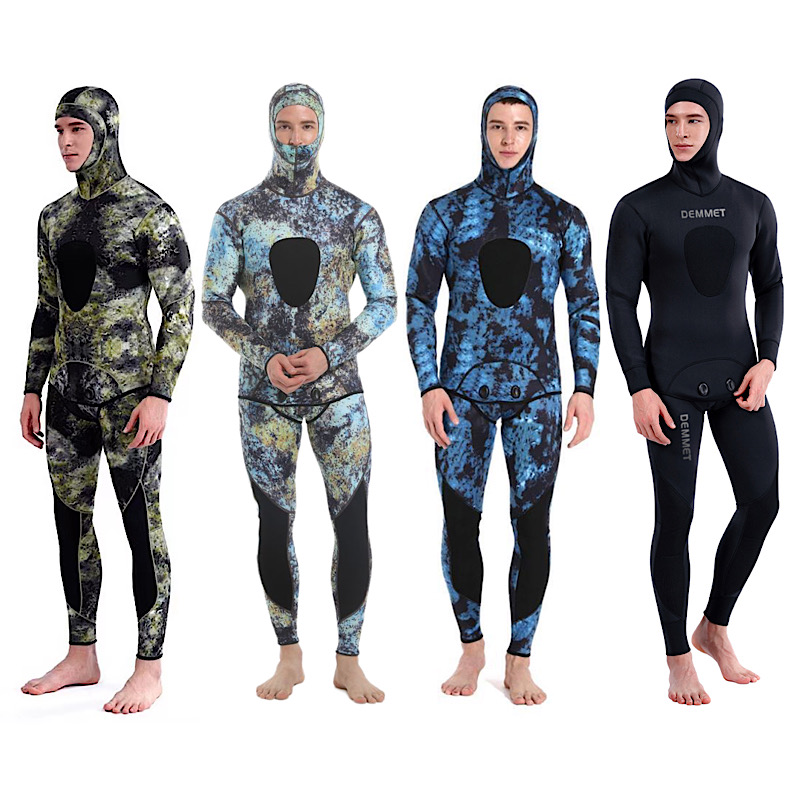 DEMMET-traje de neopreno con capucha para buceo, traje de buceo, natación, caza subacuática, mantiene el calor y el frío, 3MM, dos piezas
