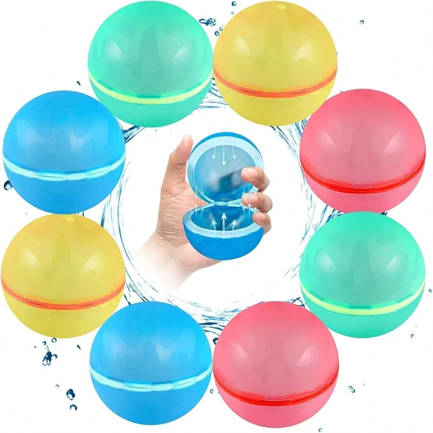 Paquete de 1-12 Pelotas de Agua Reutilizables, Pelotas de Agua de Silicona de Inflado Rápido y Autosellables, Juguetes Acuáticos para Actividades al Aire Libre en la Piscina y la Playa de Verano