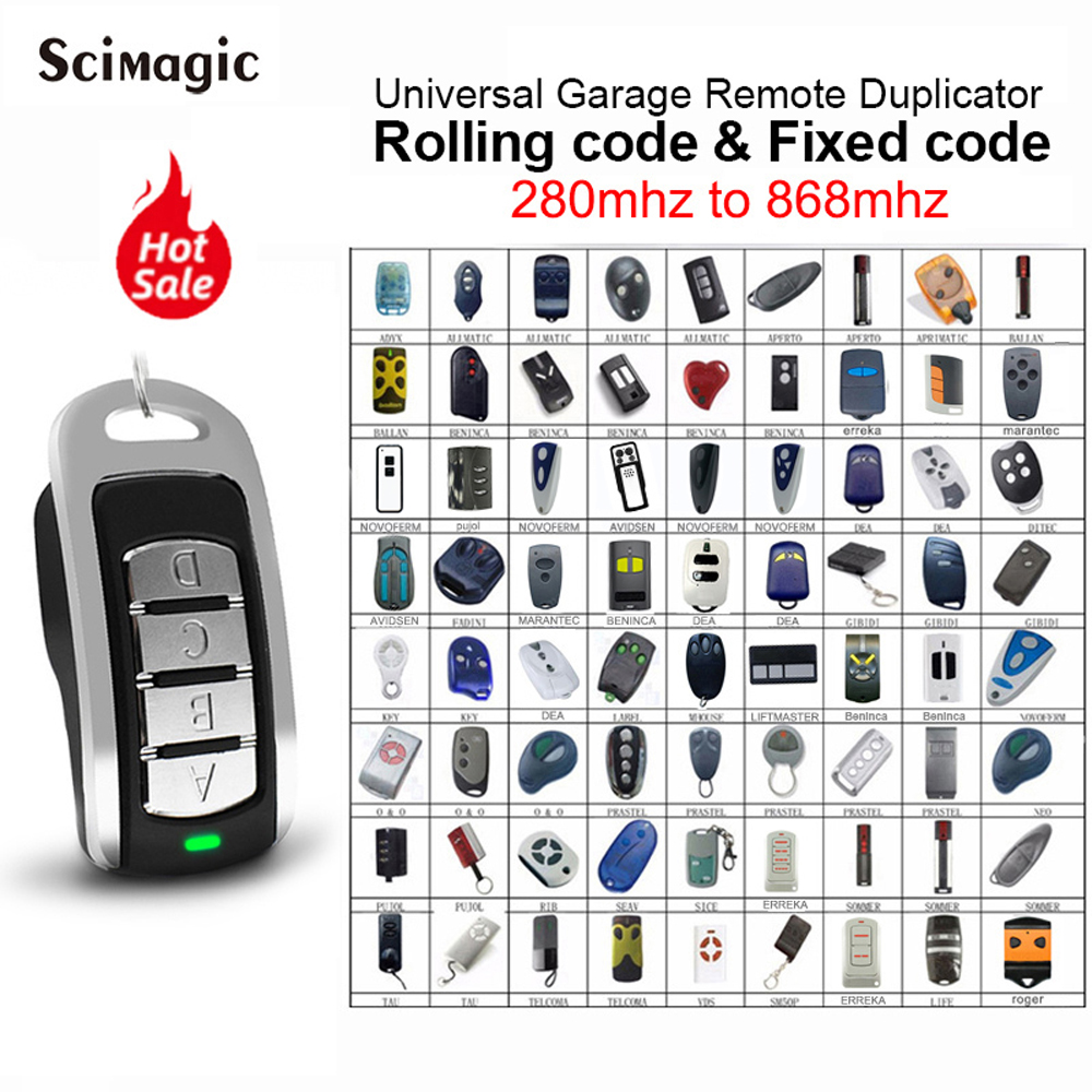 Auto-cópia multifrequência 280 a 868 mhz 4 em 1 portão de garagem controle remoto duplicador chaveiro barreira código de rolamento fixo clone