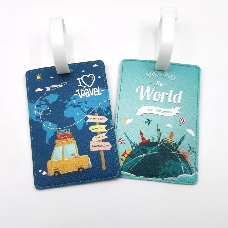 Creative Mundo Viagem Tag Bagagem, Alta Qualidade, Acessórios de Viagem, PU ID Mala, Titular de Adultos, Bagagem Tag, Etiqueta Portátil