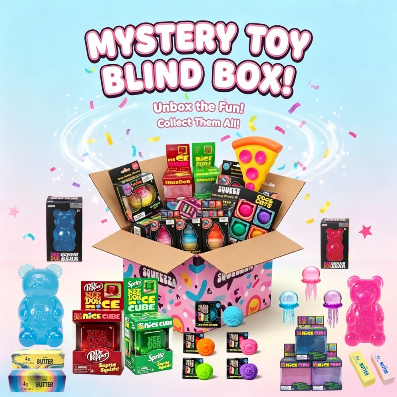 2026 Hot Cute Cube & Ocean Squishy Blind Box, Mainan Remas Kejutan Acak, 1Pcs Dijamin Beruntung, Set Mainan Fidget Pereda Stres