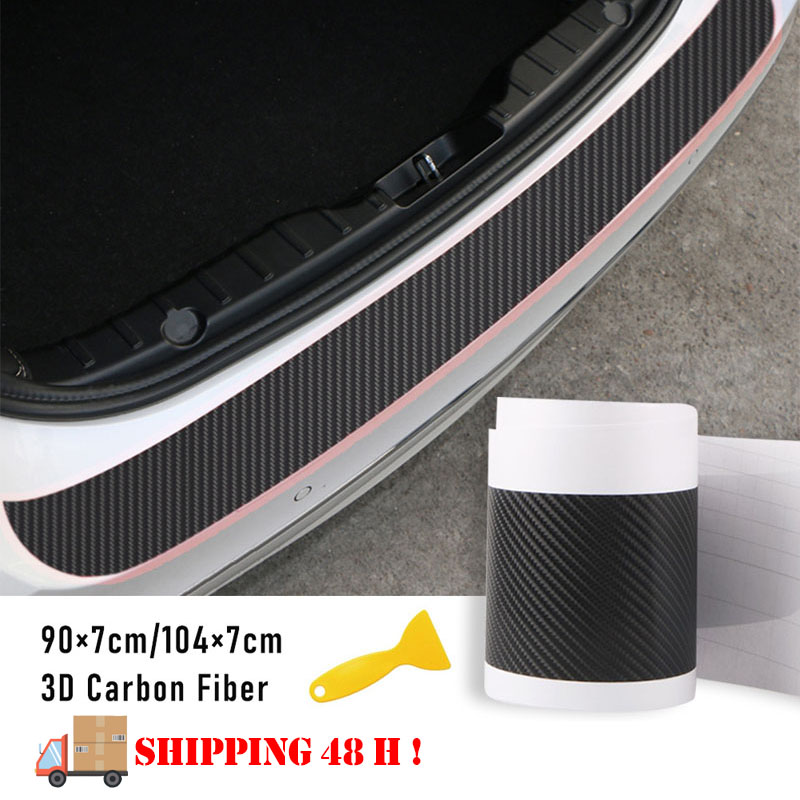 Pegatina de protección antipatadas para puerta de coche, película antiarañazos, embellecedor de parachoques trasero de coche, umbral de maletero de coche, pegatina de raya de fibra de carbono 3D