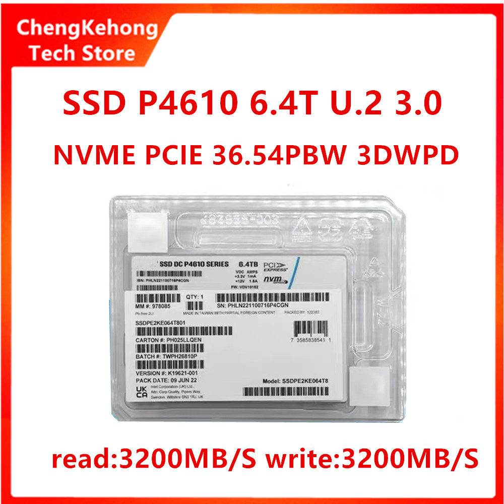 Original para intel p4610 1.6t 3.2t 6.4t 7.68t servidor de 2.5 polegadas u.2 pcie empresa ssd unidade de estado sólido