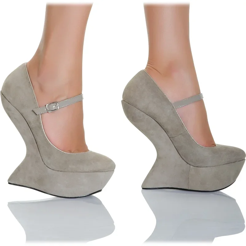 Camurça estilo estranho bombas sexy peep toe sólido accetp personalizado Size35-46 recém chegados moda feminina sapatos modernos
