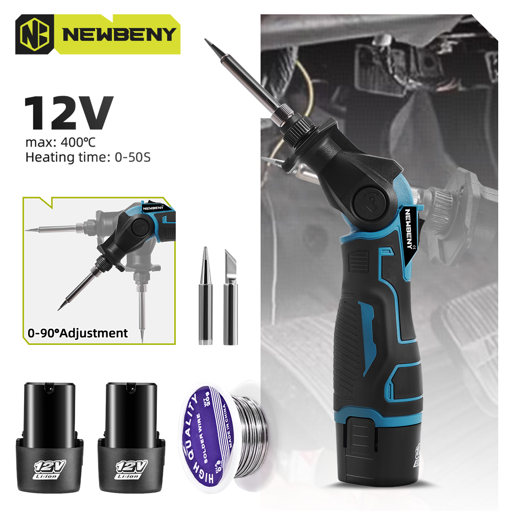 NEWBENY 400 ℃   Draadloze Elektrische Soldeerbout Pistool 30W Lassen Pistool Desolderen Sucker Verwarming Reparatie Power Tool Voor 12V Batterij
