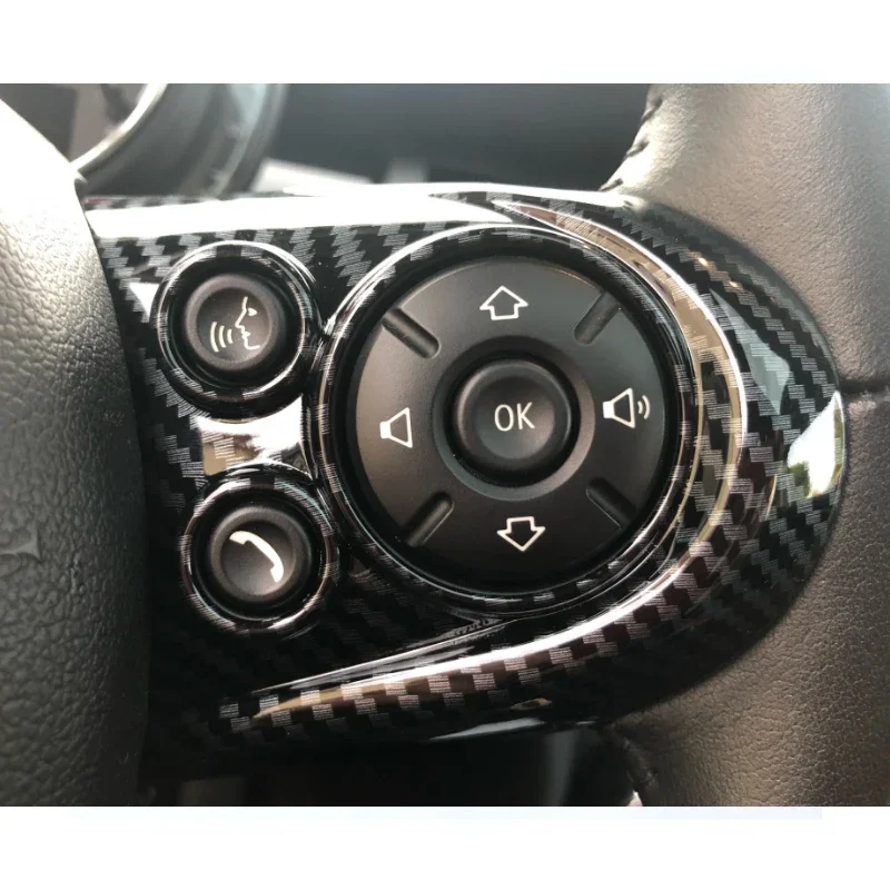 Adesivo de Cobertura para Botão do Volante em Fibra de Carbono ABS, Decoração Interior para Mini Cooper S JCW F55 F54 F56 F57 F60