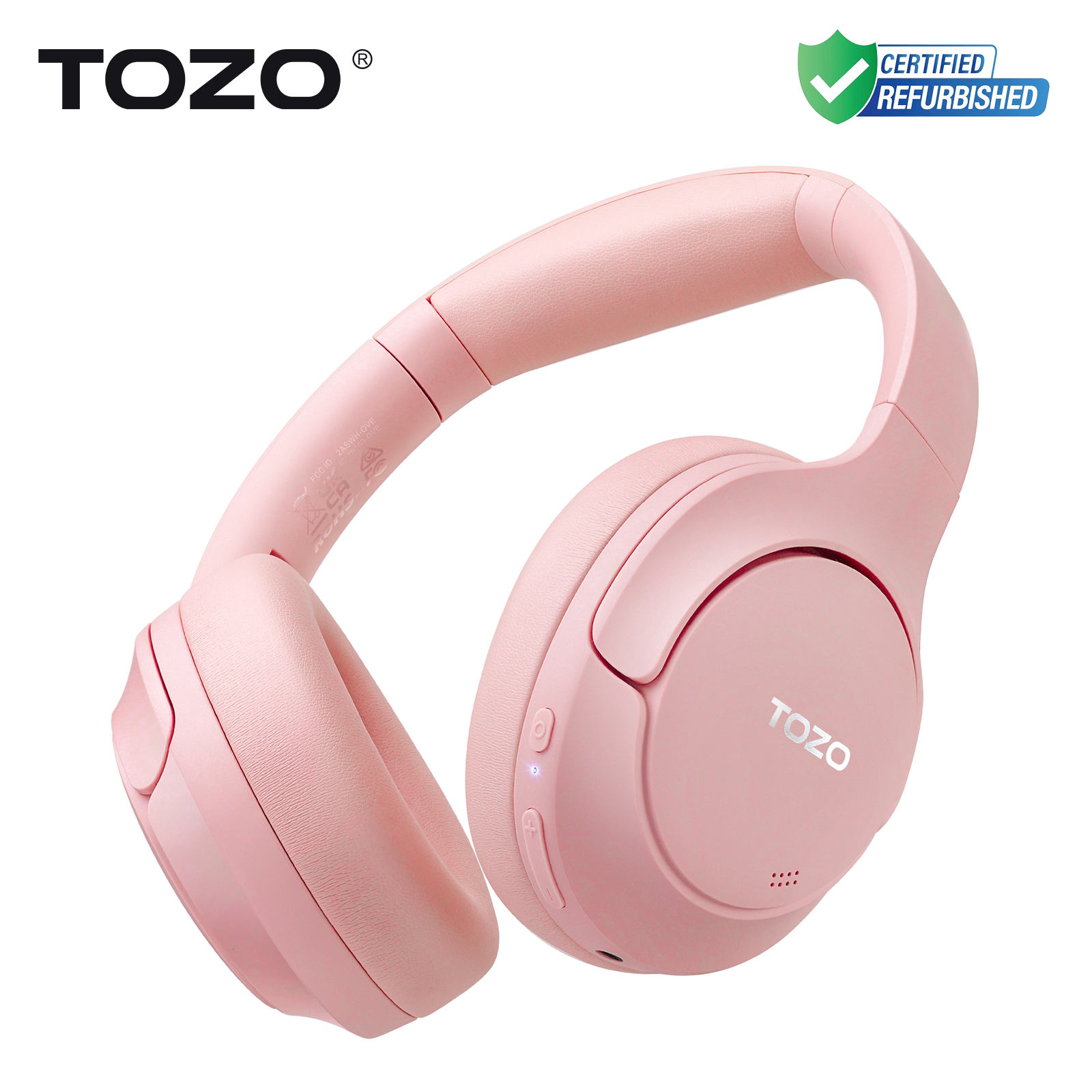 Gerenoveerde TOZO Hi-Res over-ear-hoofdtelefoon met microfoon Hybride actieve ruisonderdrukking 38dB draadloze en bedrade headsets 40 mm driver