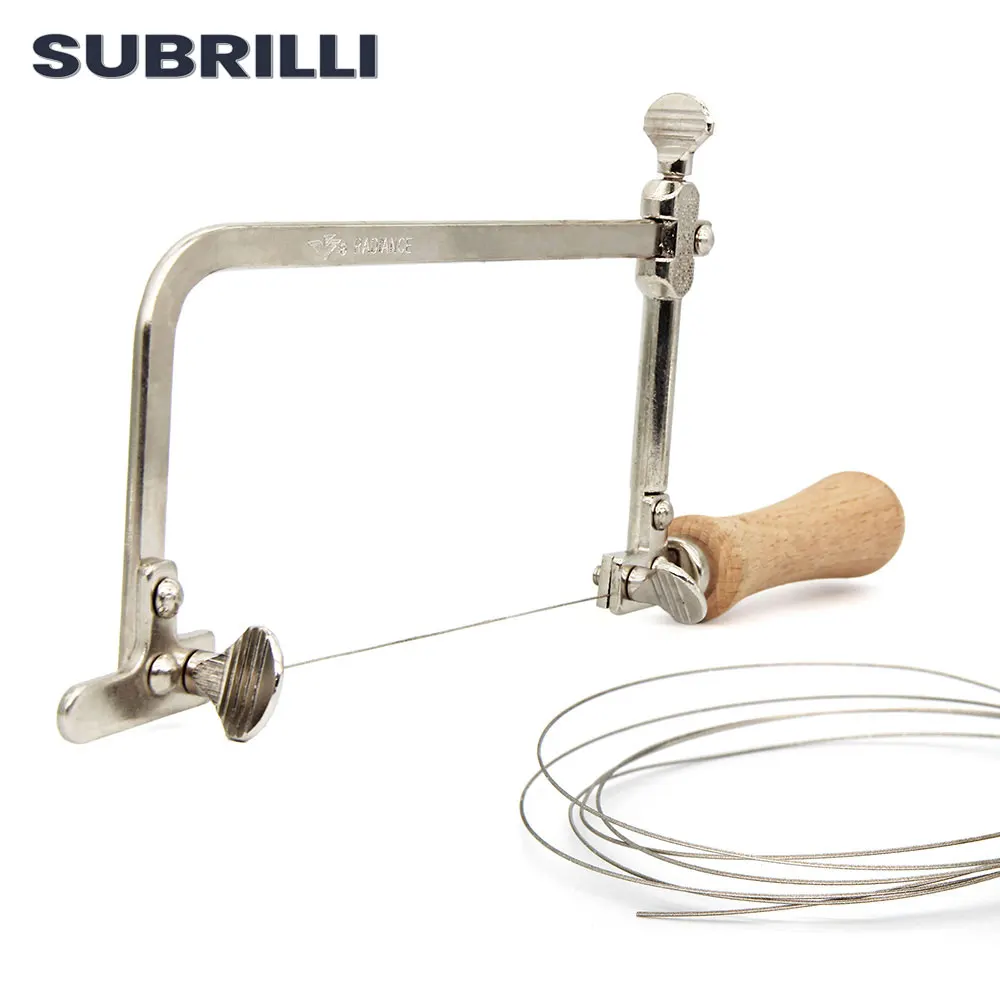 Sierra de hilo diamantado superfino SUBRILLI con soporte en forma de U para cortar jade, metal, mármol, granito, herramienta de corte multifunción DIY, sierra de tronzar