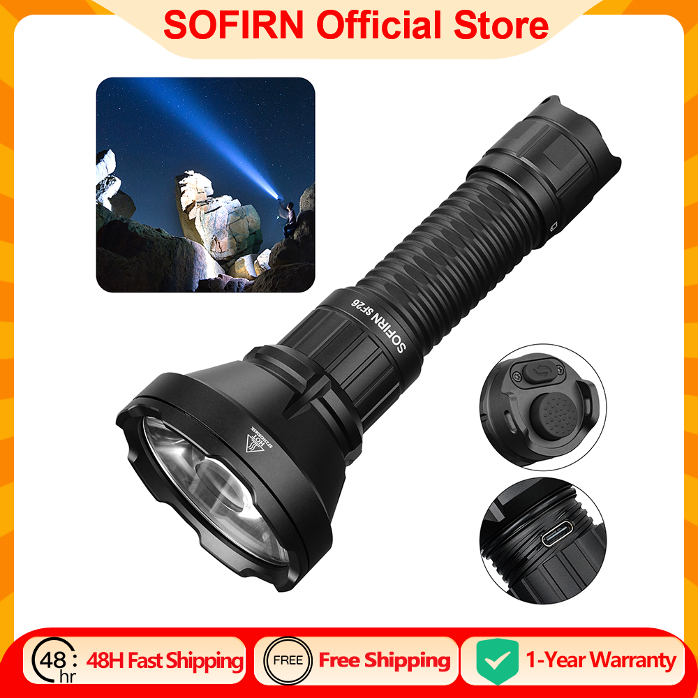 Тактический фонарик Sofirn SF26 21700, 2000 лм, 964 м, перезаряжаемый фонарь USB C дальнего действия с двойным хвостовым переключателем IPX-8