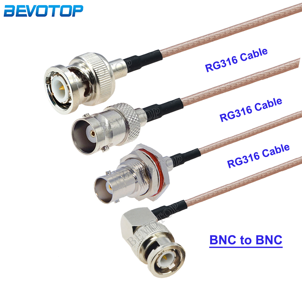 Kabel RG316 kabel BNC laki-laki ke BNC laki-laki/BNC perempuan konektor HD-SDI RG-316 RF koaksial antena Pigtail Jumper 50 adaptor Ohm