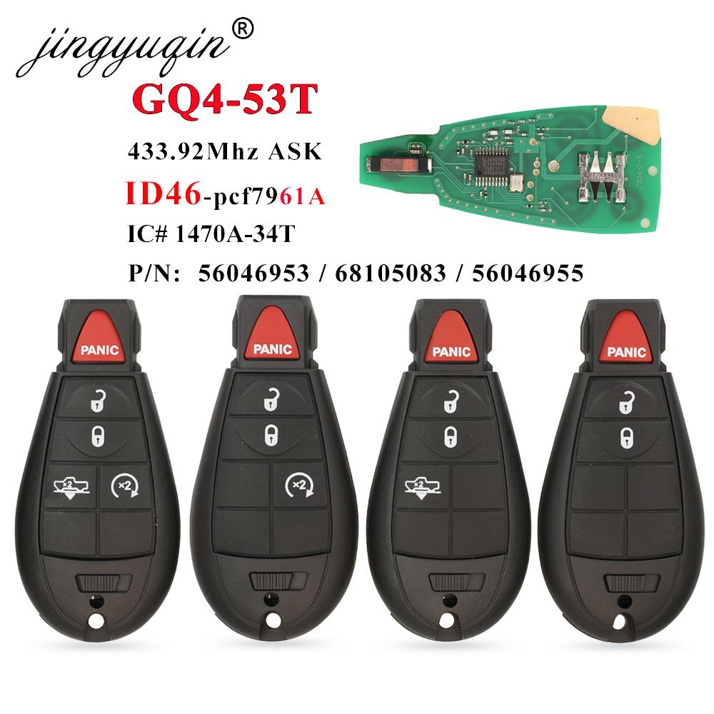 Jingyuqin GQ4-53T Fobik Fernbedienung Auto Schlüssel 433 MHz ID46-PCF7961A Chip für Dodge RAM 1500 2500 3500 4500 2013-2018 56046953 68159655