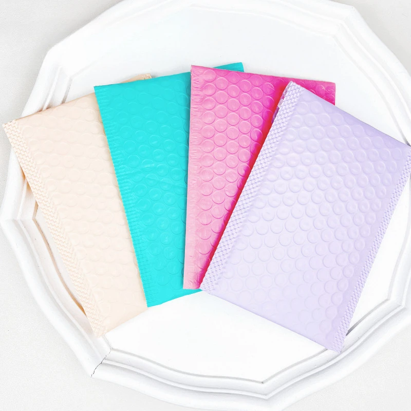 10 unids/pack bolsas de burbujas simples de Color caramelo con pegatinas de sellado sobre tarjeta foto bolsa de embalaje bolsas de envío de correo para niña