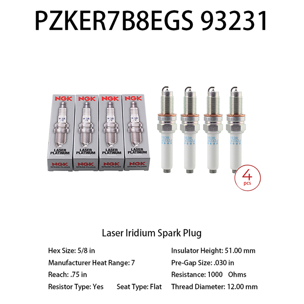 4pcs Double Platinum NGK Spark Plug PZKER7B8EGS 93231 Suitable For Yedi EA211 Lavender Jetta Golf OEM 04E905612C