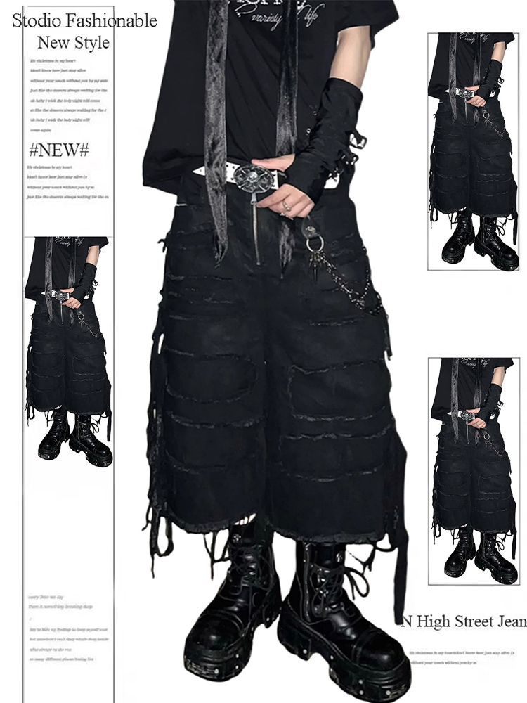 Летние женские джинсовые шорты Goblin Core Goth bi Y2k Jorts Gyaru, джинсовые шорты в японском стиле Харадзюку, гранж Kpop, киберпанк, темные академии