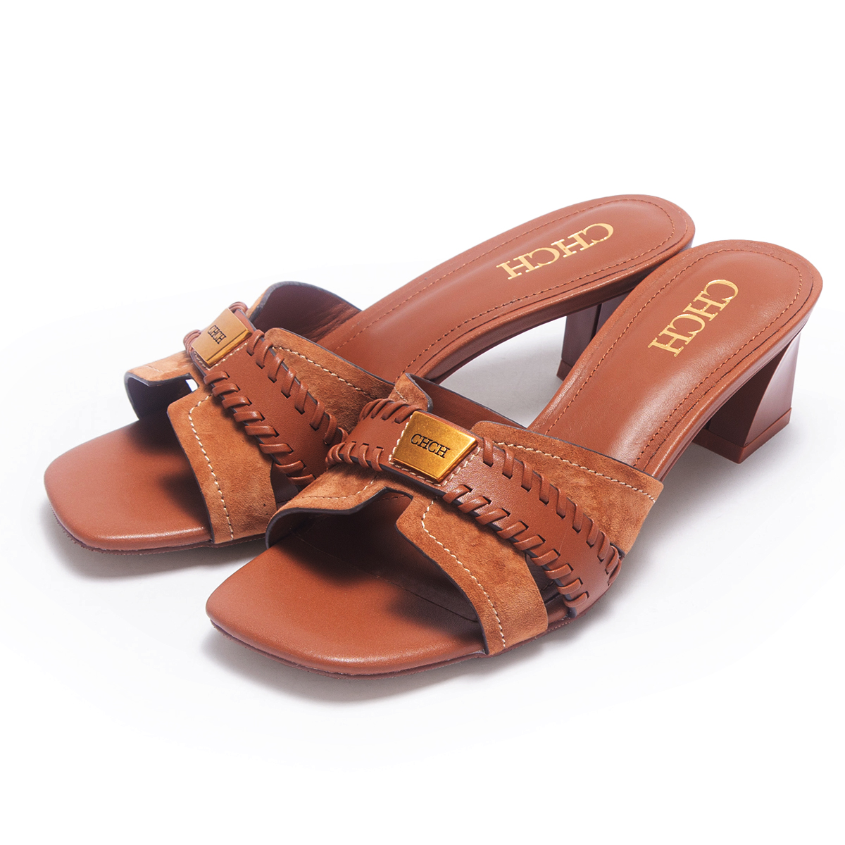Sandálias femininas CHCH, novas sandálias de verão em couro de vaca, salto alto, alta qualidade, estilo retrô, sapatos femininos para o dia a dia.