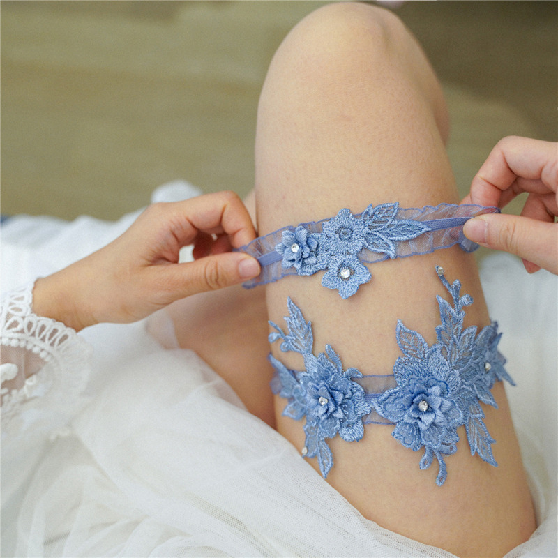 ลูกไม้ Garter เข็มขัดแฟชั่นผู้หญิงเจ้าสาวเซ็กซี่ลูกไม้ดอกไม้ Rhinestones งานแต่งงานขาต้นขา Garter แหวนสําหรับงานแต่งงานอุปกรณ์เสริม