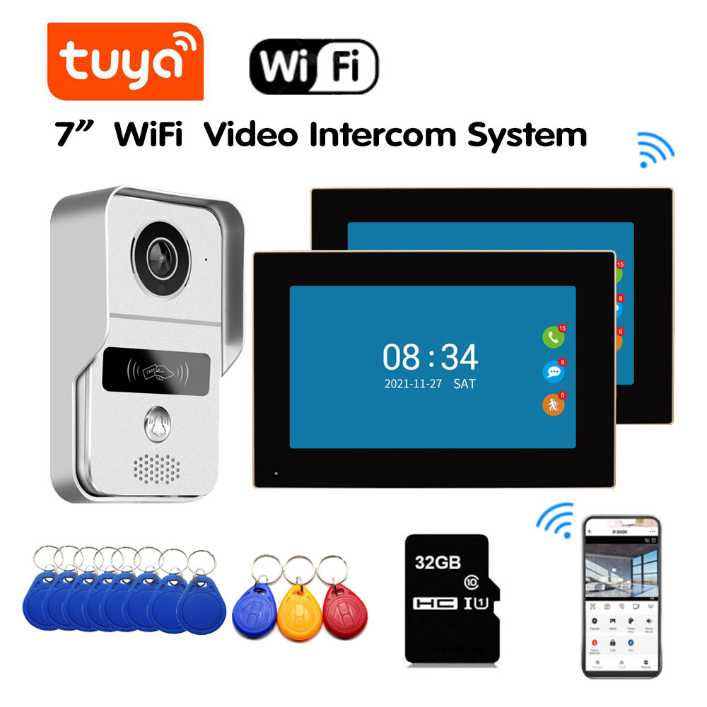 Умный дверной звонок с монитором 7 дюймов, Wi-Fi, водостойкий, IP65