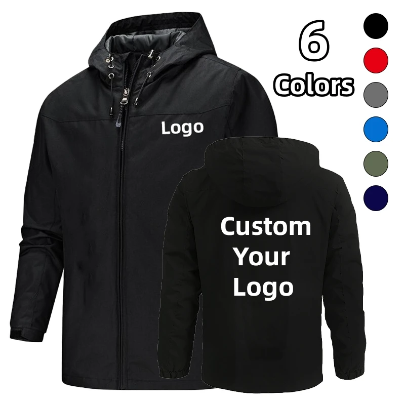 Casaco impermeável e à prova de vento para homens, Personalize seu logotipo, Respirável, Ao ar livre, Montanha, Treinamento, Moda