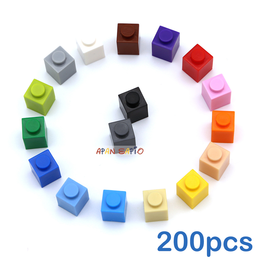200 Uds DIY bloques de construcción figuras gruesas ladrillos 1x1 puntos educativos creativos compatibles con 3005 juguetes de plástico para niños