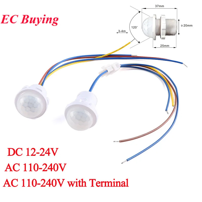 Mini Hồng Ngoại PIR Cảm Biến Báo Công Tắc Thông Minh Điều Khiển Cảm Biến Con Người Tay Đầu Quét AC 85-265V Nhà trong Nhà Đèn LED Chiếu Sáng