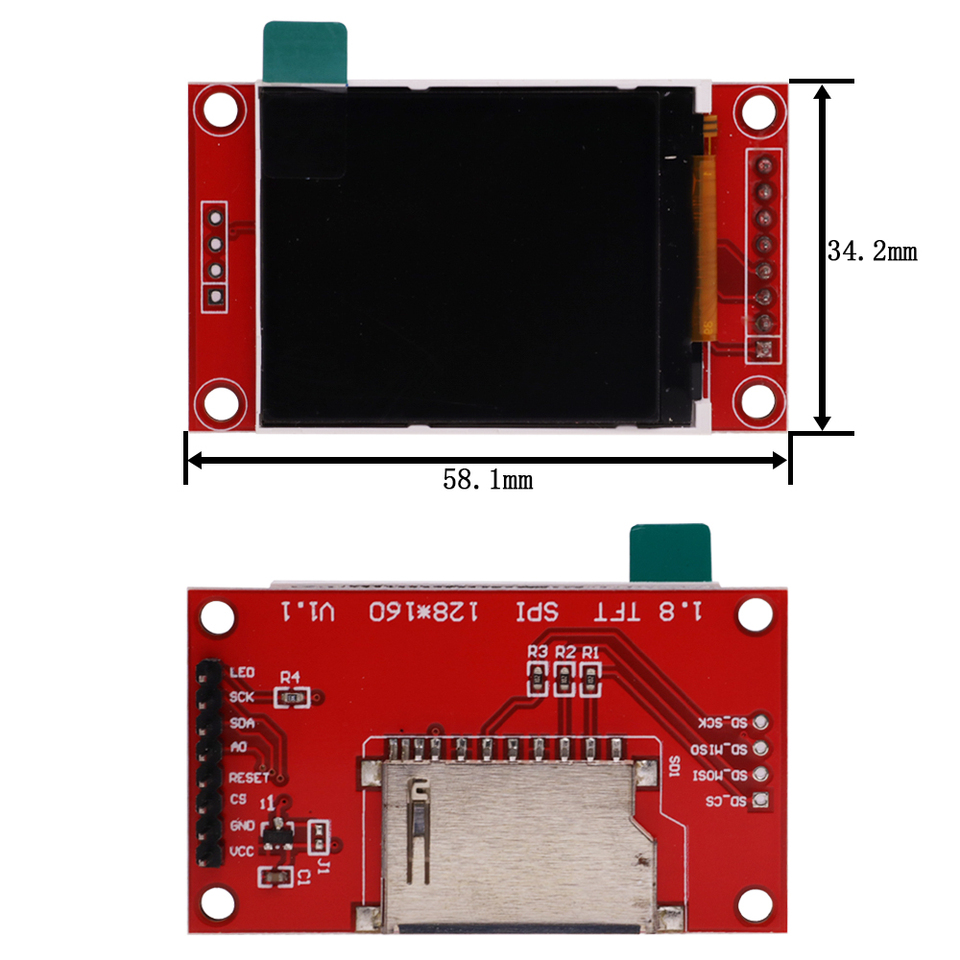 Módulo LCD TFT de 1,8 pulgadas Módulo de pantalla LCD ST7735 SPI serial 51 controladores 4 controlador IO resolución TFT 128*160 para Arduino