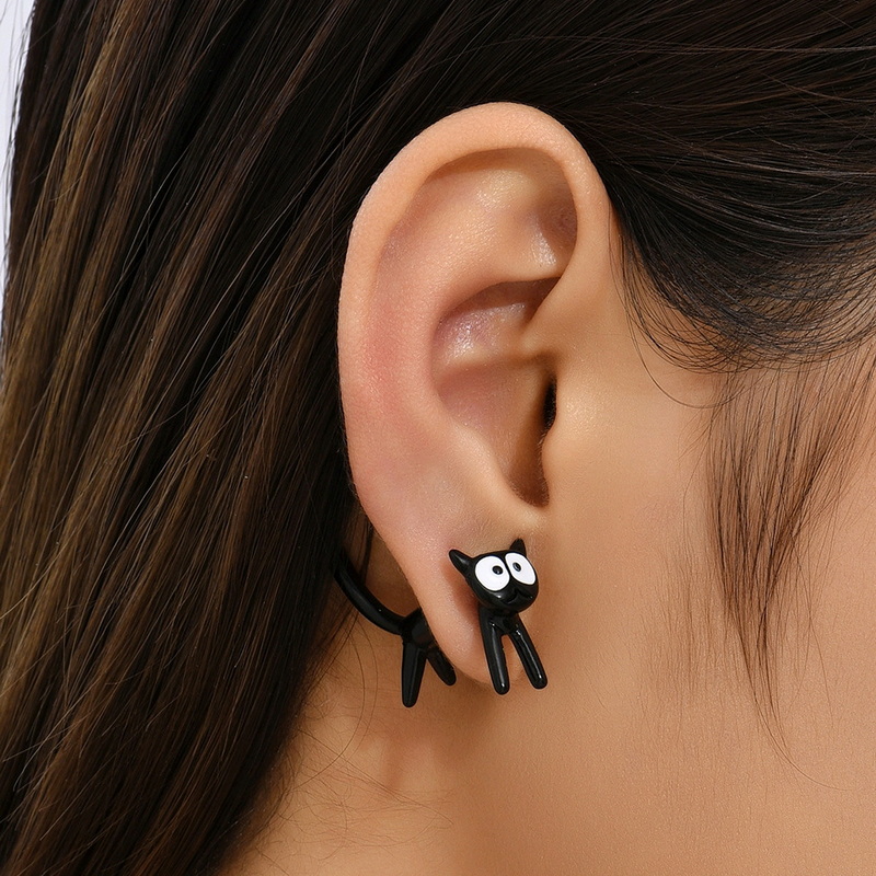 Neue Lustige Kleine Schwarze Katzen-Ohrringe für Frauen Modische Niedliche Tier-Kätzchen-Ohrringe Mode Party Festival Piercing Schmuck Geschenk