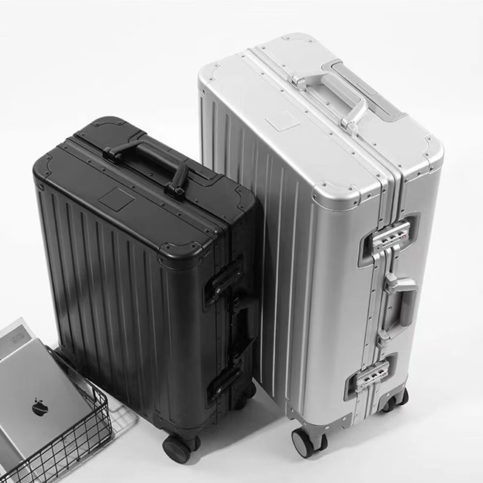 Mala de liga de alumínio e magnésio, mala de viagem de metal com roda universal de 20 polegadas, caixa de senha masculina e feminina, bagagem de estudante