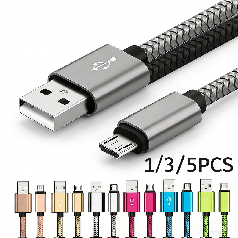 Cavo micro USB sincronizzazione dati 2A ricarica rapida 1/3/5 pezzi cavo caricabatterie intrecciato in nylon per Samsung Huawei HTC Android micro telefono USB