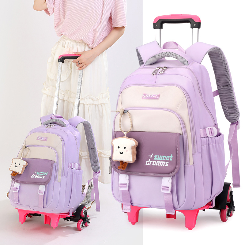 School Rolling Backpacks School bags for Girls Trolley Bag with Wheels Waterproof Orthopedic School Bag Student Wheeled Backpack